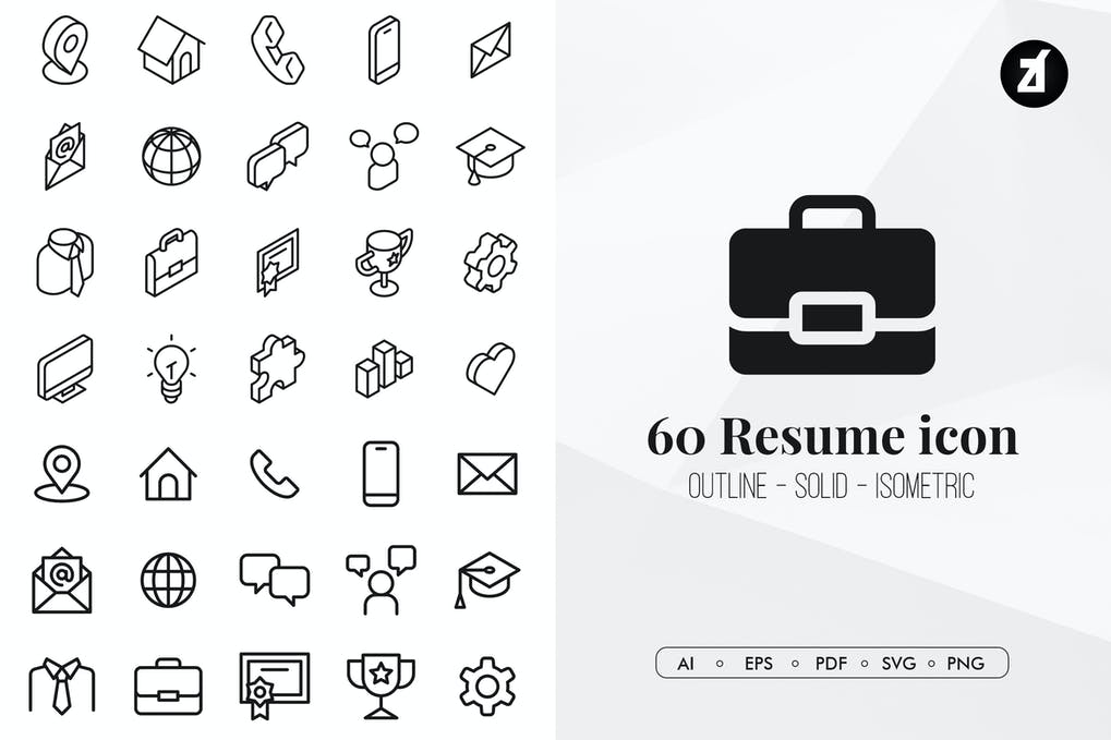 Free 60 Resume essential icon pack Download