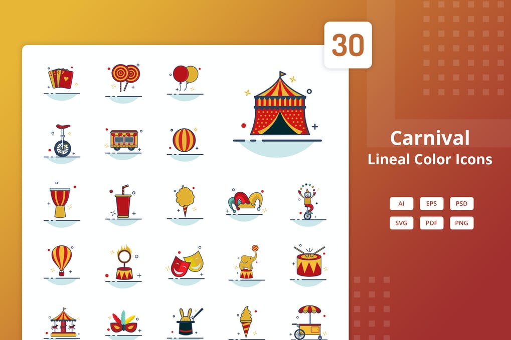 Free Carnival Lineal Color Icons Download