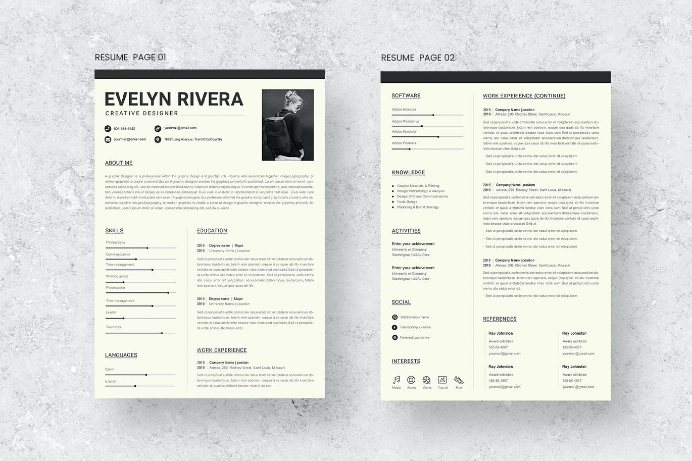 Free CV Resume & letter Template V.38