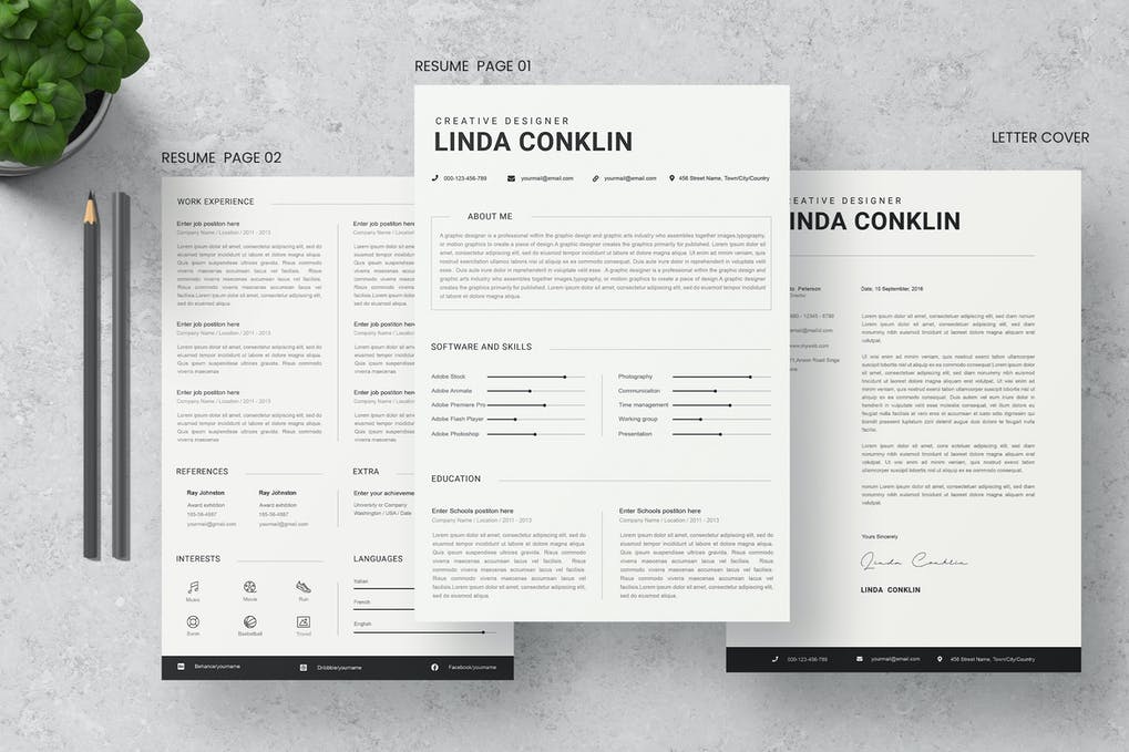 Free CV Resume & letter Template V.16