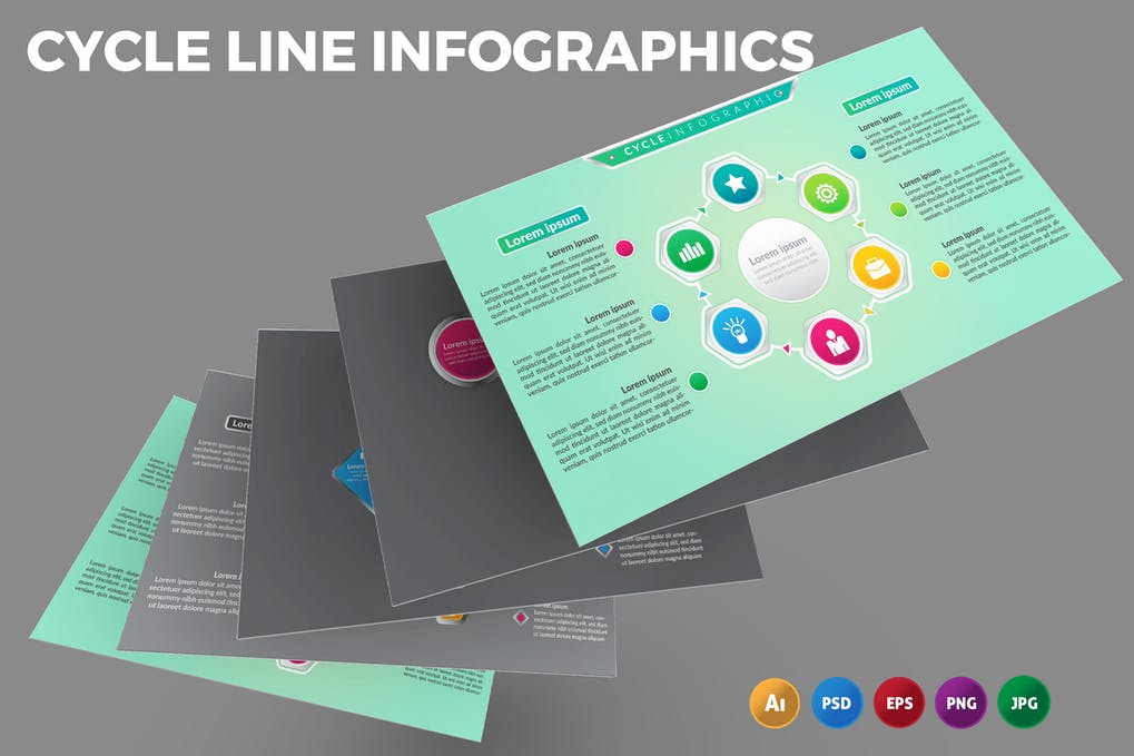 Free Cycle Line Infographics Design Download