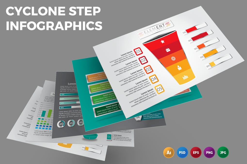 Free Cyclone Step Infographics Design Download