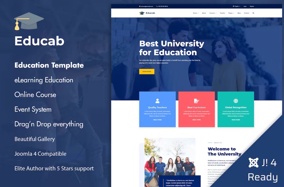 Free Educab University Education Joomla 4 Template Download