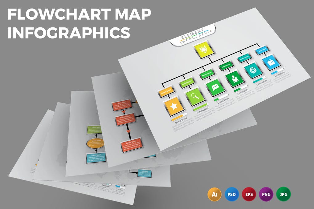 Free Flowchart Map Infographics Design Download