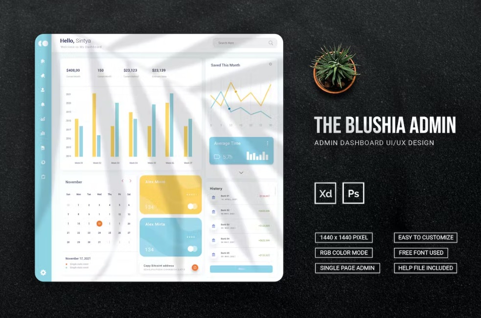 Free Blusia - Admin Dashboard Download