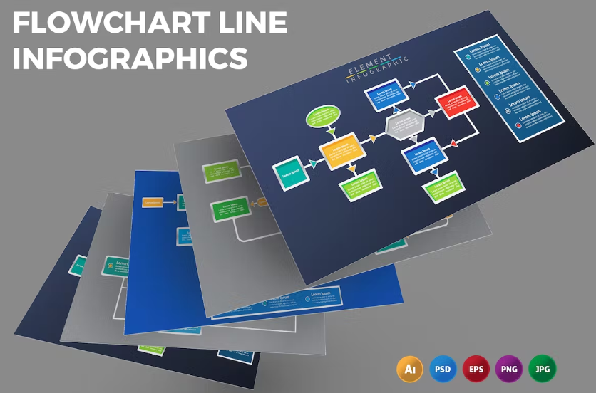 Free Flowchart Line Infographics Design Download