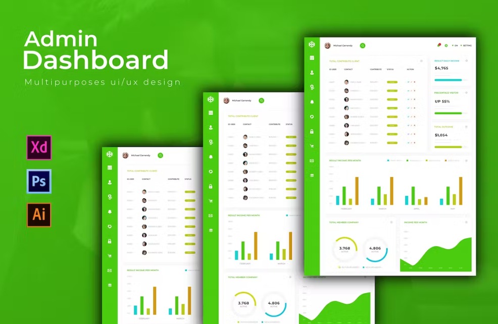 Free Rectangle Dashboard Admin Template Download