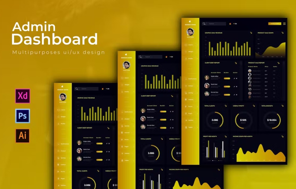 Free Sidebar Dashboard Admin Template Download