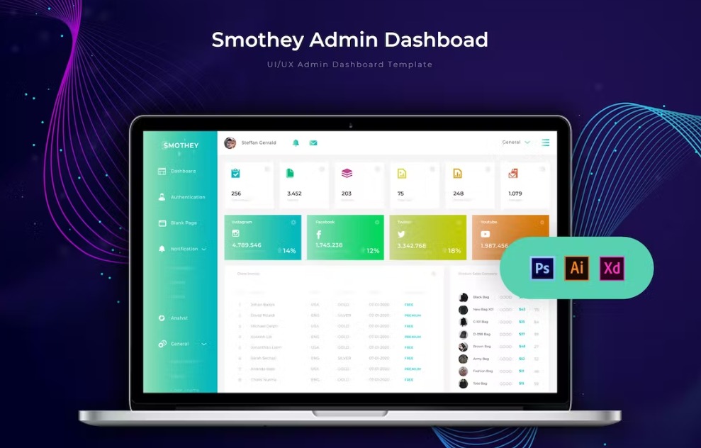 Free Smothey Dashboard Admin Template Download