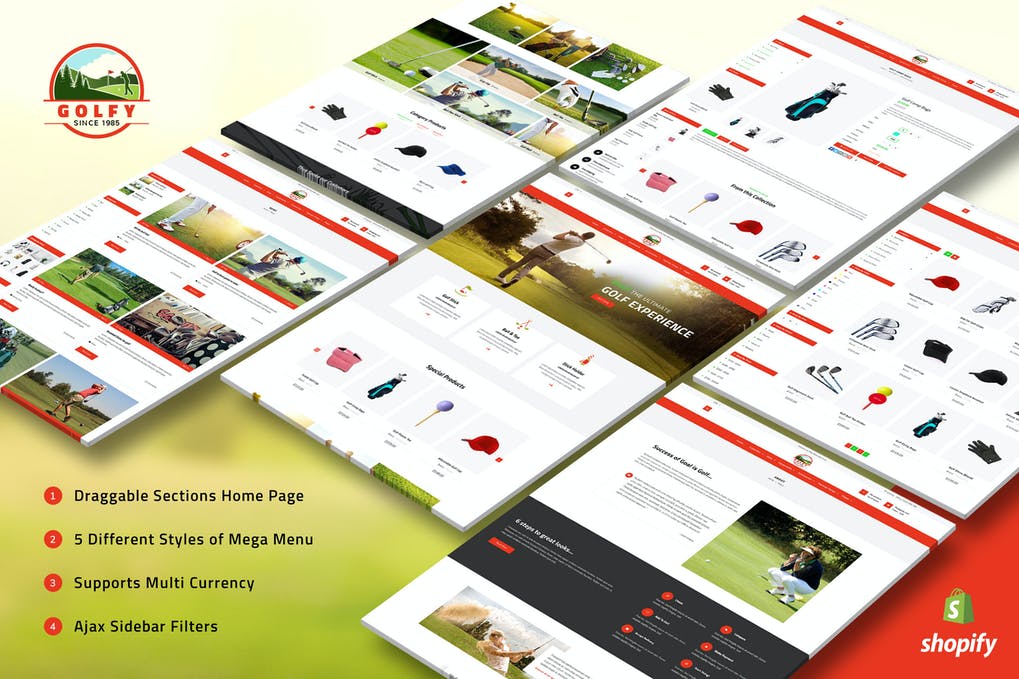 Free Golfy Golf Sports Shopify Theme Download