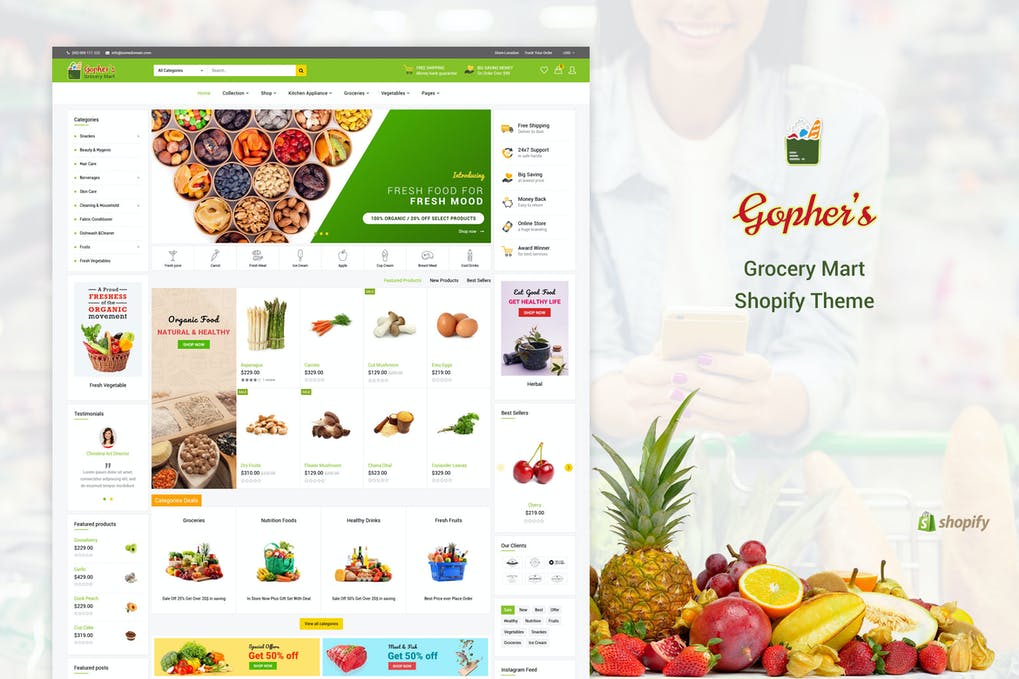 Free Gopher's Grocery Shopping Shopify Theme Download