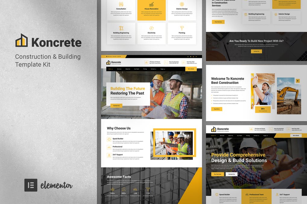 Free Koncrete Construction & Building Elementor Template Kit