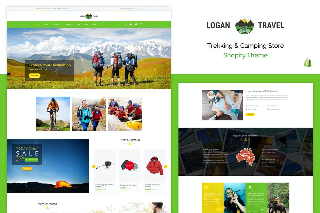 Free Logan Trekking Camping Store Shopify Theme Download