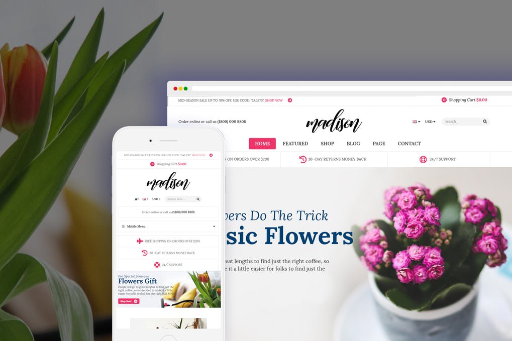 Free Madison Flowers Plant Gardening Shopify Theme Download