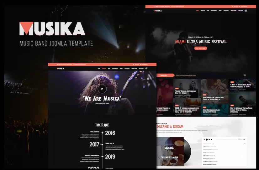 Free Musika Music Festival & Band Joomla 4 Template Download