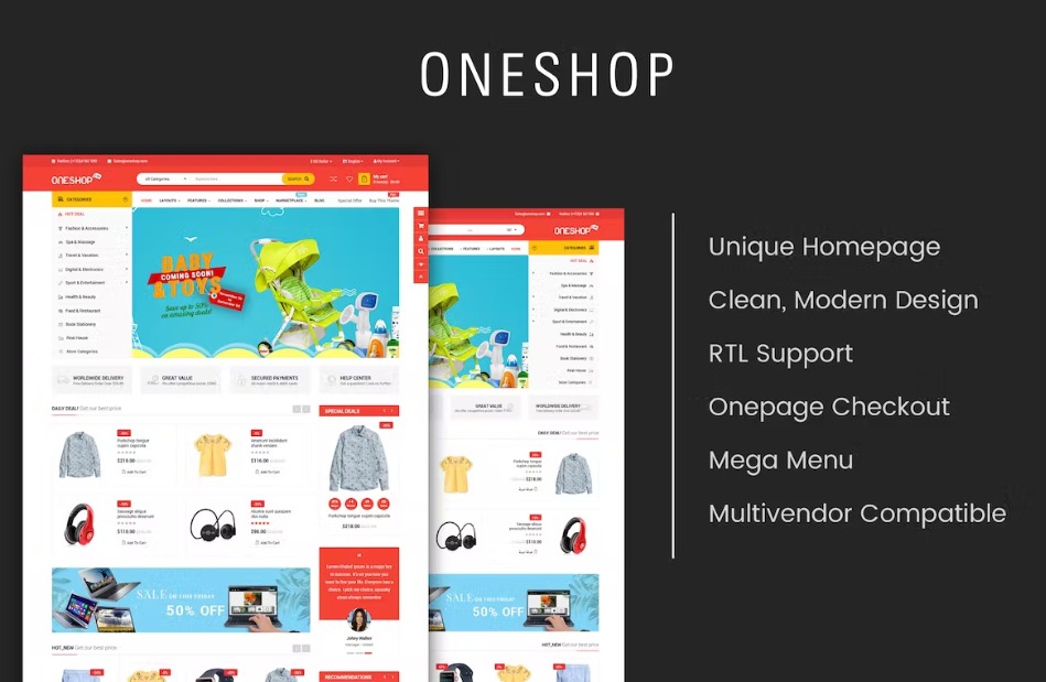 OneShop Multipurpose Responsive OpenCart 3 Theme