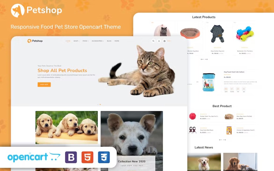 PetShop Responsive Food Pet Store OpenCart Theme