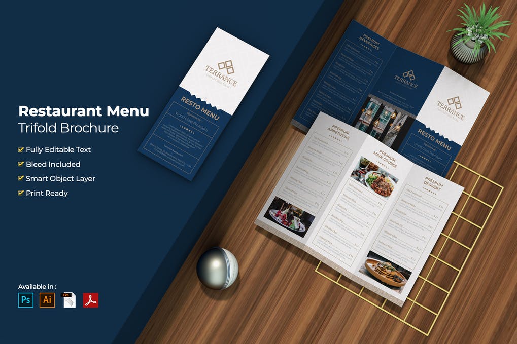 Free Restaurant Menu Trifold Brochure Download