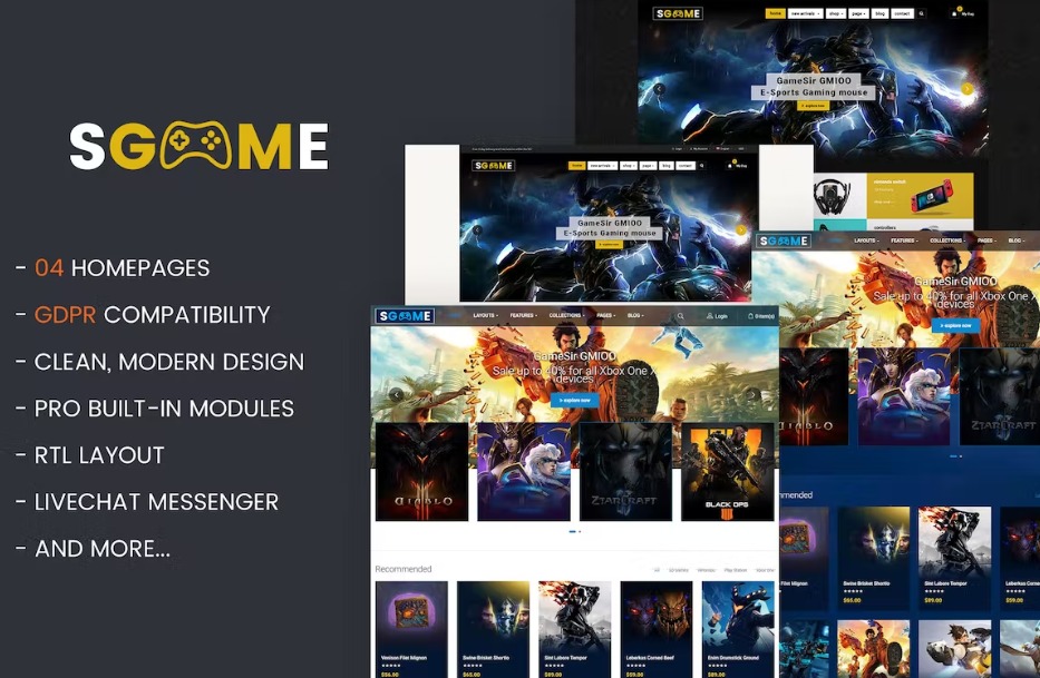 Free SGame Responsive Accessories Store OpenCart Theme