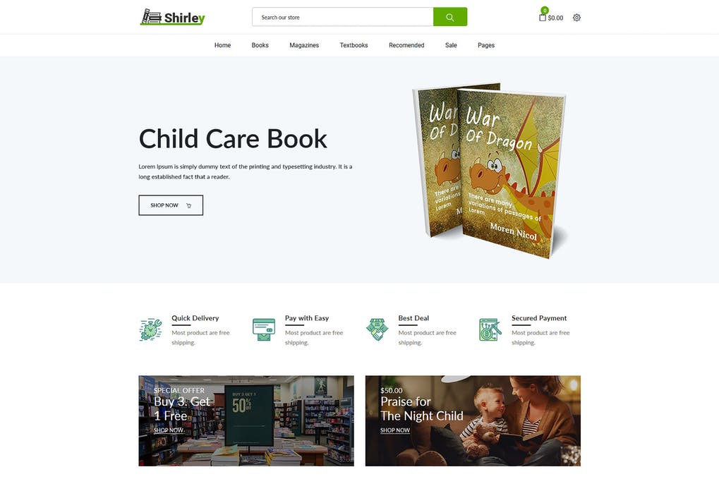 Free Shirley Book Store Shopify Theme Download