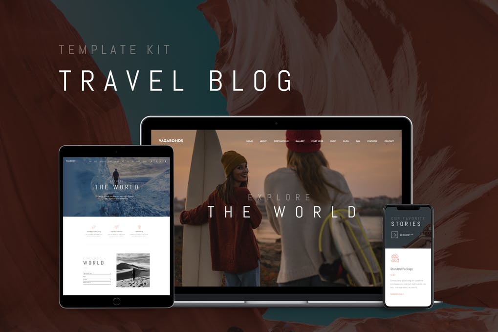 Free Vagabonds Travel Blog Elementor Template Kit Download