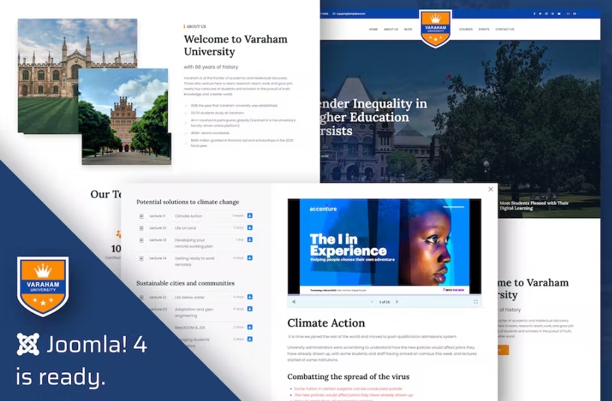 Free Varaham Education University Joomla 4 Template Download