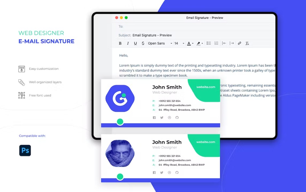 Web designer e-mail signature