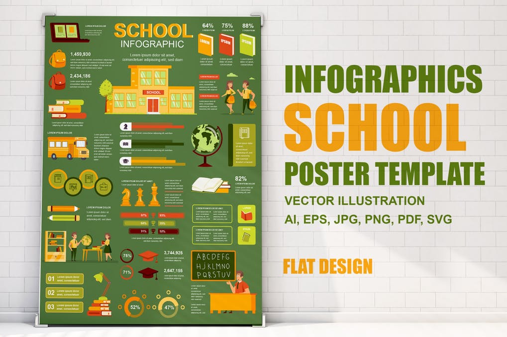 Free School Learning Infographics Poster Template Download