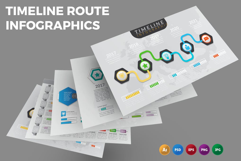 Free Timeline Route Infographics Design Download