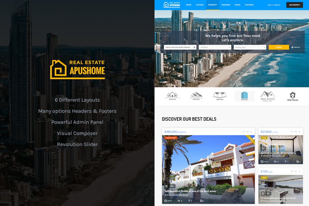 Free ApusHome Real Estate WordPress Theme Download