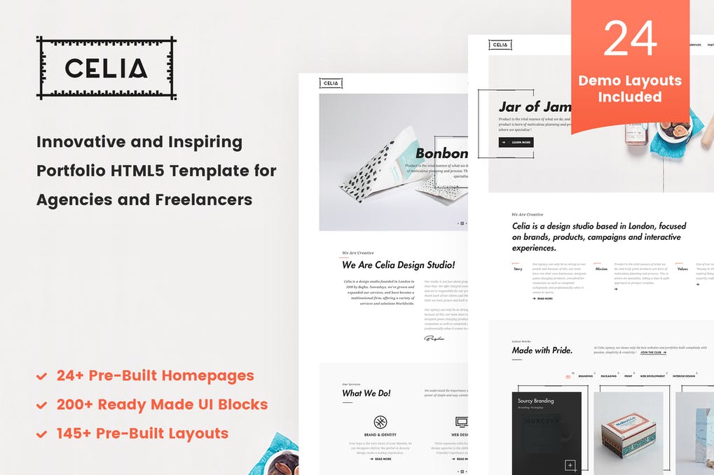 Free Celia Innovative Portfolio HTML5 Template Download