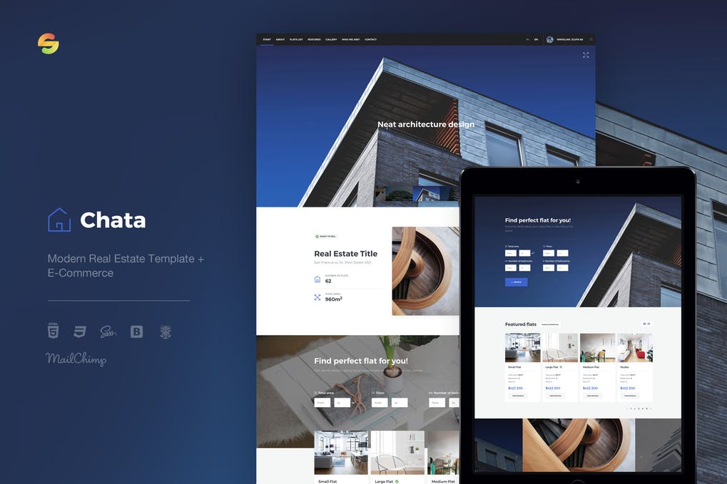 Free Chata Modern Real Estate Template ECommerce Template Download