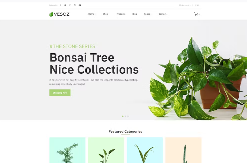 Free Vesoz Plants And Nursery Shopify Theme Download