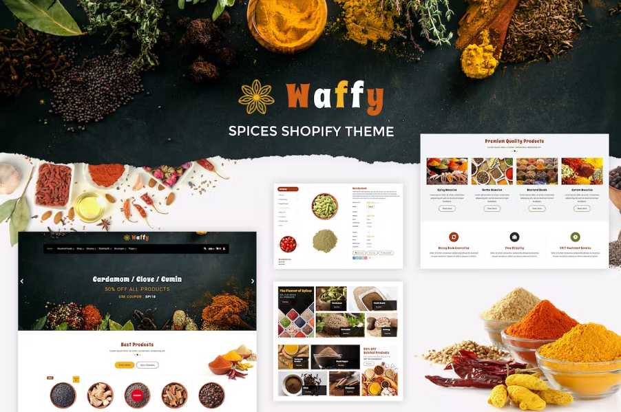 Free Waffy Spices Dry Fruits Store Shopify Theme Download