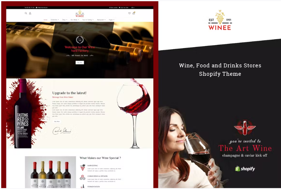 Free Winee Wine Winery Shopify Theme Download