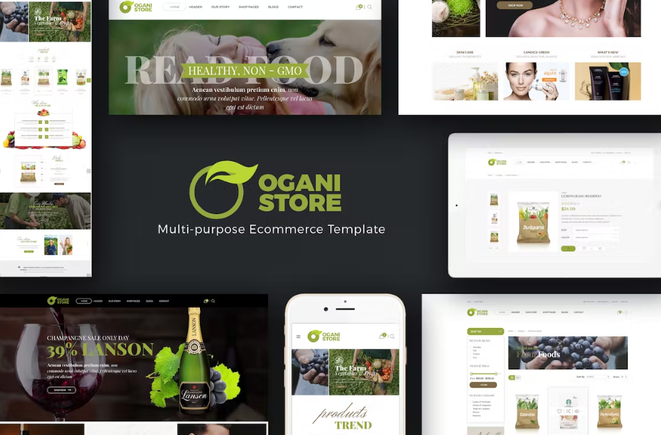 Free Ogani Organic Food Pet Alcohol Prestashop Theme Download