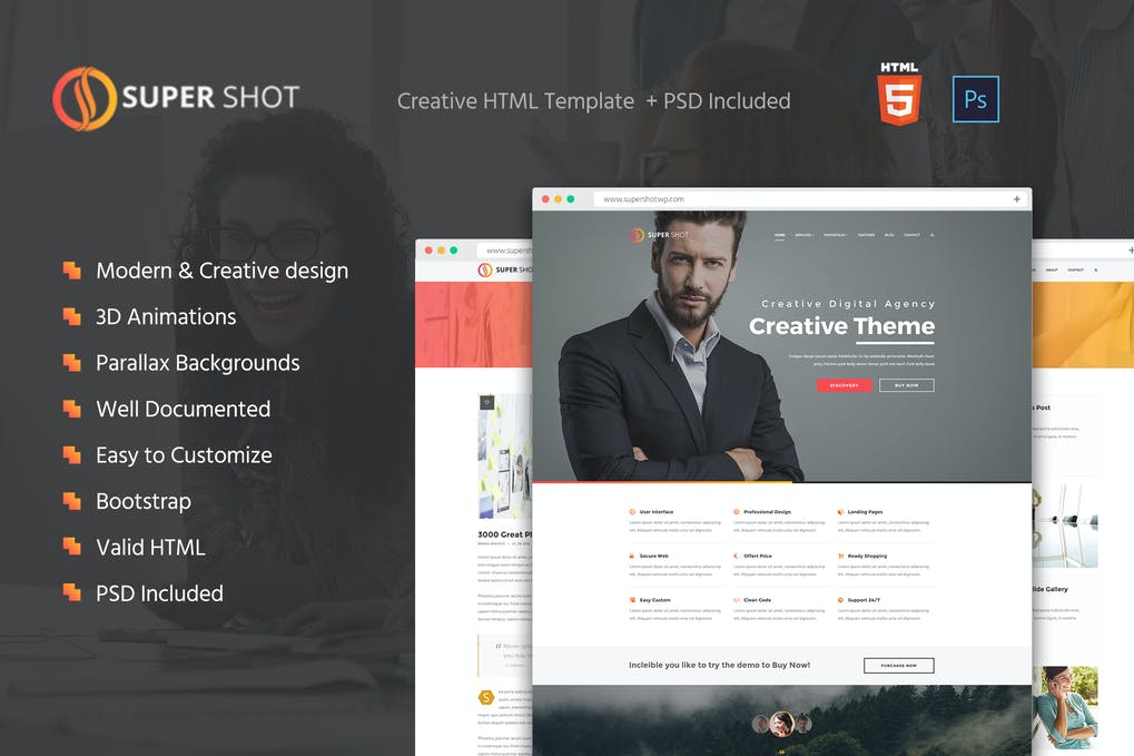 Free SuperShot Creative HTML Template Download