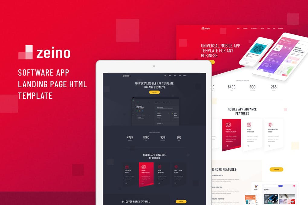 Free Zeino Software App Landing Page HTML Template Download