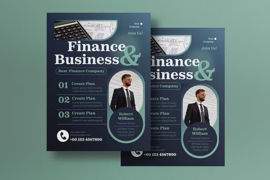 Free Blue Minimalist Finance Flyer Template Download