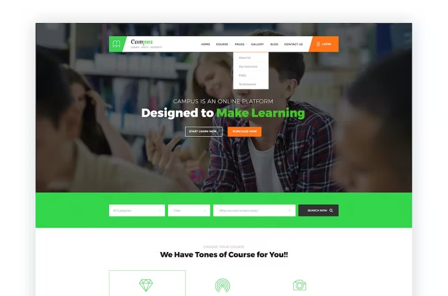 Free Campus Education Course & Learning PSD Template Download