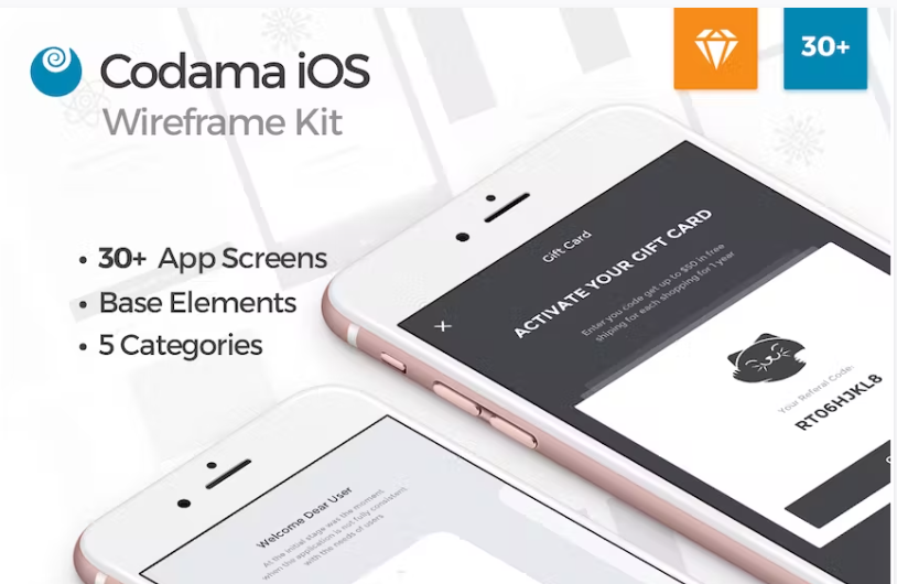 Free Codama iOS Wireframe UI Kit Download