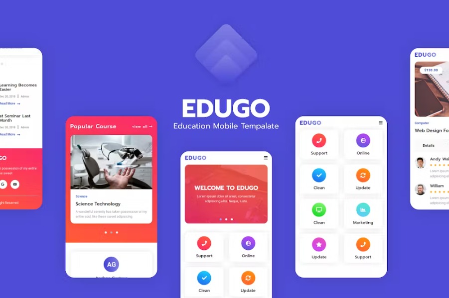  Free Edugo Education Mobile Template Download