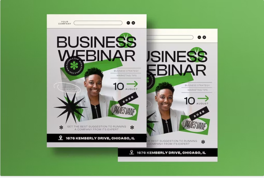 Free Green Grotesk Business Webinar Flyer Template Download