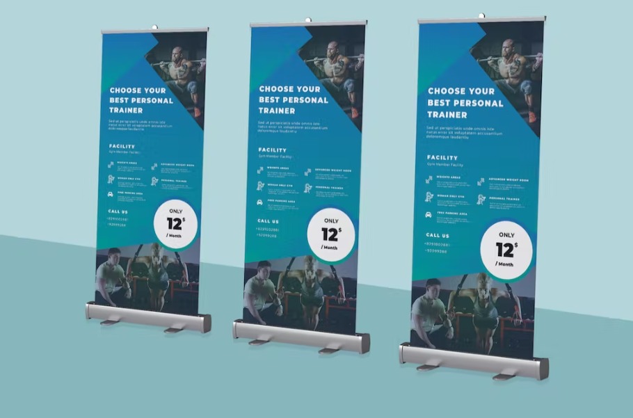 Free Gym Roll up Banner Promotion Template Download