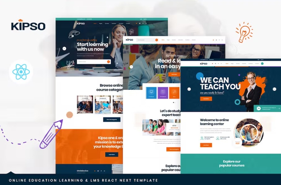  Free Kipso LMS React Next Online Education Learning Template Download