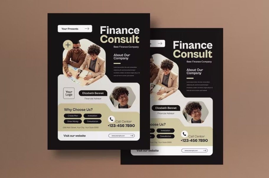  Free Modern Cream Black Finance Flyer Template Download