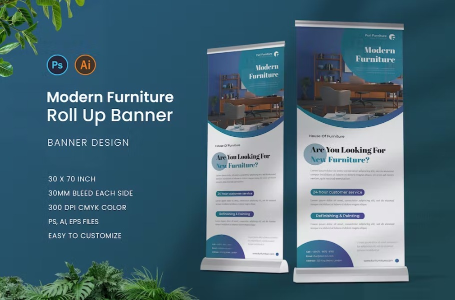 Free Modern Furniture Roll Up Banner Template Download