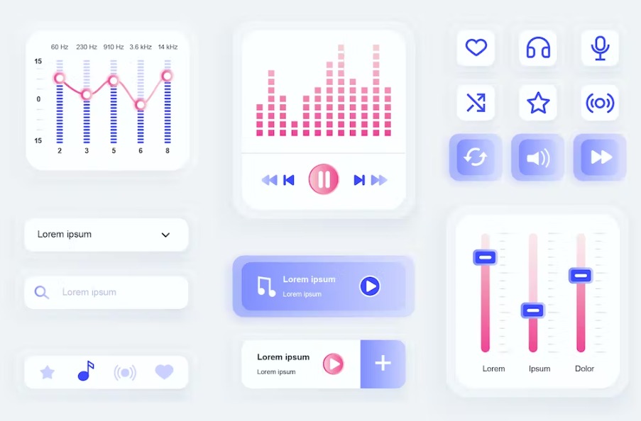 Free Music Player Mobile App UI Elements Kit Download