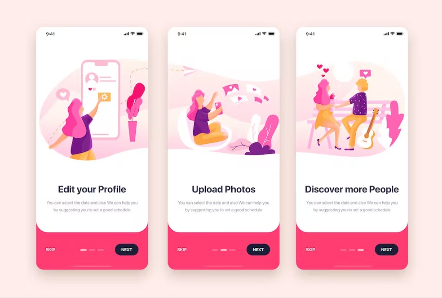 Free On boarding for Social Dating Mobile App UI Kit Template Download