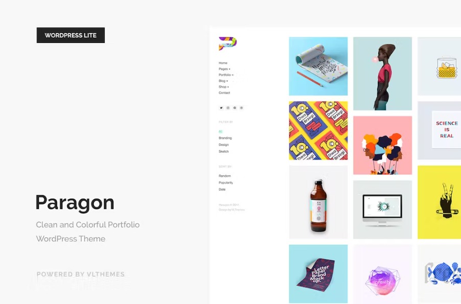 Free Paragon Lite Colorful Portfolio WordPress Theme Download